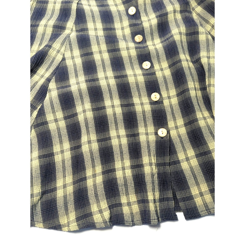 Ann Taylor Skater Mini Skirt 6 Swing Blue Plaid Button Front Playful Coquette - Picture 3 of 7